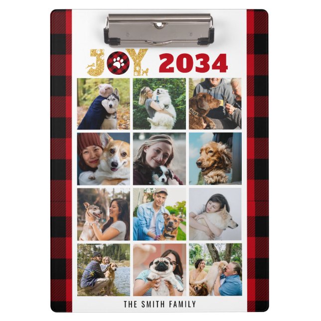 Porte-bloc Red Buffalo Plaid Amoureux des chiens Custom Photo (Devant)