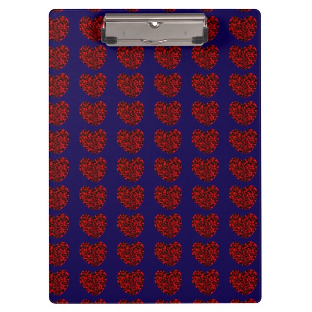 Porte-bloc Red Hearts on Blue Clipboard (Devant)