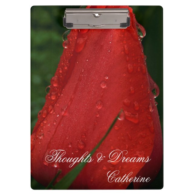 Porte-bloc Red Tulip Macro Photo Floral Nature Art Clipboard (Devant)