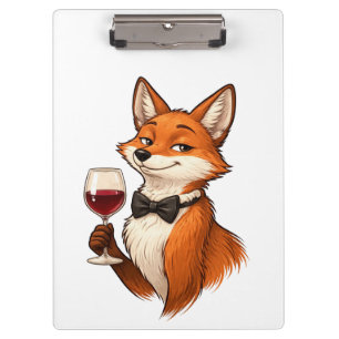 Porte-bloc Renard Élégant avec Verre à Vin