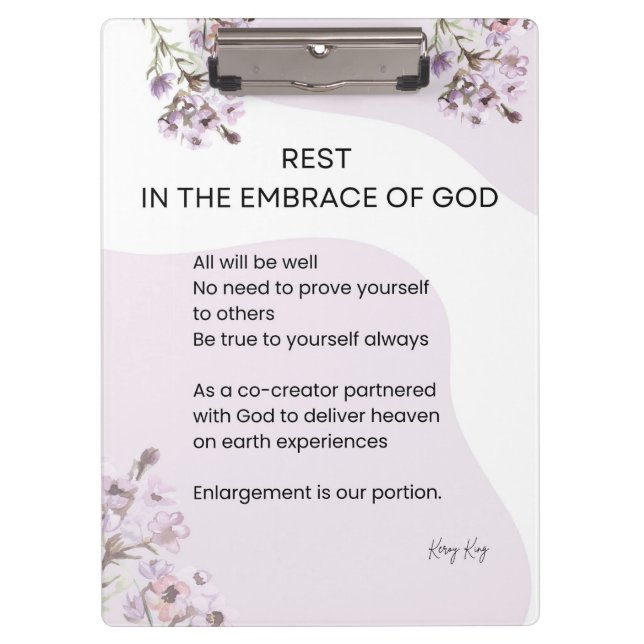 Porte-bloc Repose Dans L'Embrasse De Dieu Poème (Devant)