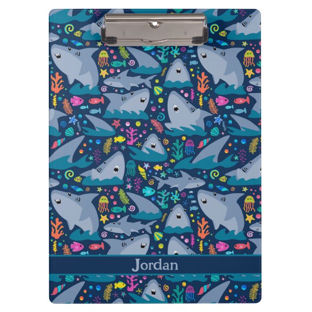Porte-bloc Requin sous la mer Cute Motif personnalisé (Devant)