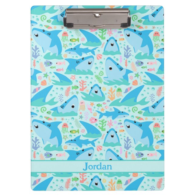 Porte-bloc Requin sous la mer Cute Motif personnalisé (Devant)