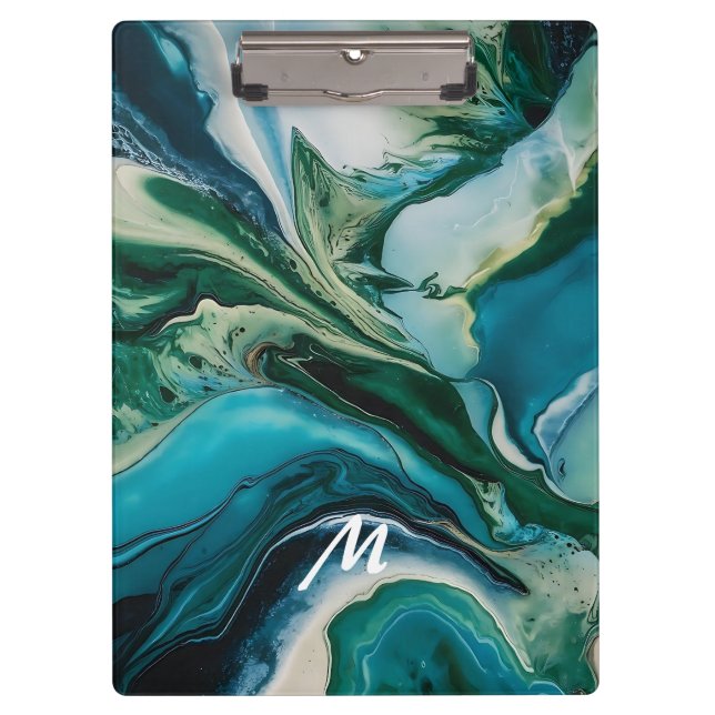 Porte-bloc Résine en marbre monogramme personnalisée (Devant)