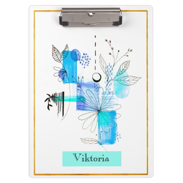 Porte-bloc Résumé moderne noir et bleu (Devant)