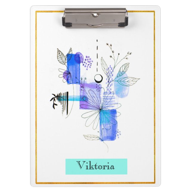 Porte-bloc Résumé moderne Noir et bleu marine (Devant)