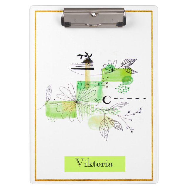 Porte-bloc Résumé moderne Noir et vert (Devant)