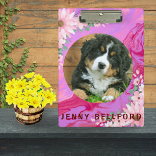 Porte-bloc Retour À L'École Mignonne Chien Rose Floral Aquare