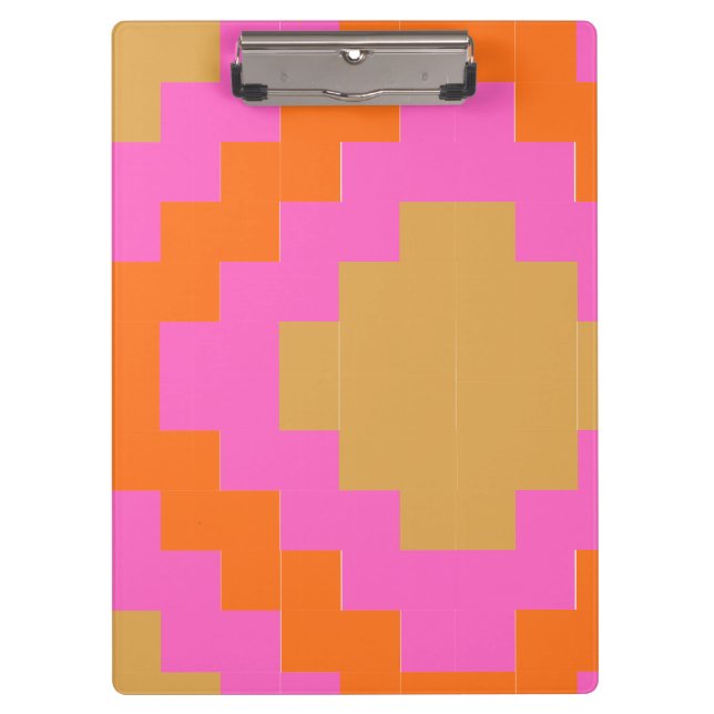 Porte-bloc ​Rétro Groovy Rose Orange Géométrique  (Devant)