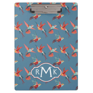 Porte-bloc Rétro monogramme du motif   de colibri