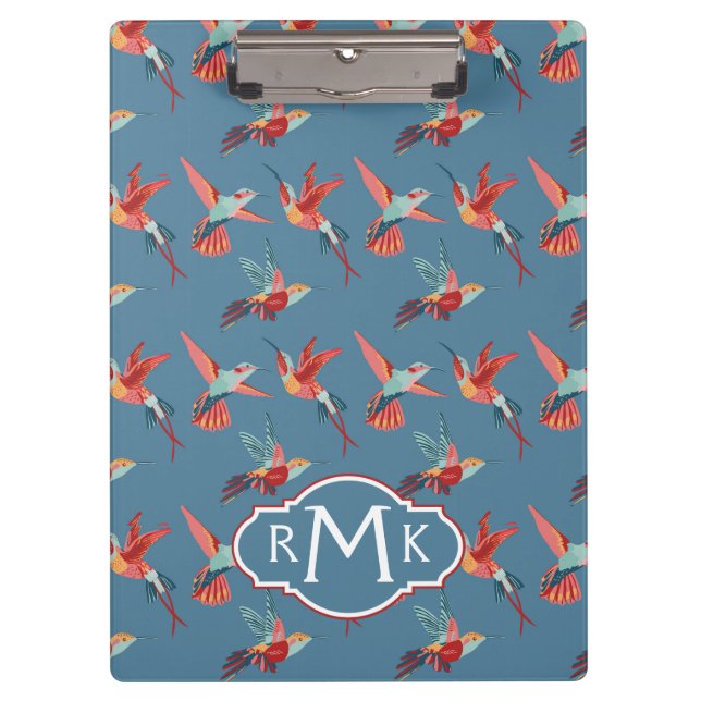 Porte-bloc Rétro monogramme du motif | de colibri (Devant)