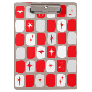 Porte-bloc Retro Red Starbursts Clipboard