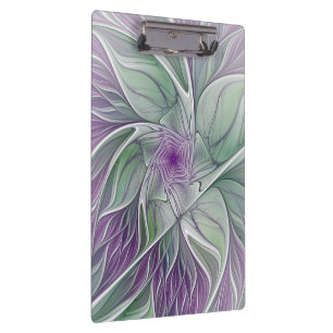 Porte-bloc Rêve de fleurs, Abstrait violet vert Fractal Art