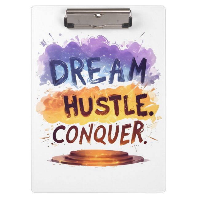 Porte-bloc Rêvez. Hustle. Conquérir. - Typographie motivation (Devant)
