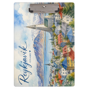 Porte-bloc Reykjavik Islande souvenir aquarelle