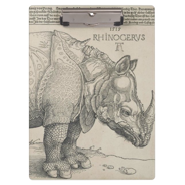 Porte-bloc Rhinocéros, gravure sur bois par Albrecht Durer (Devant)