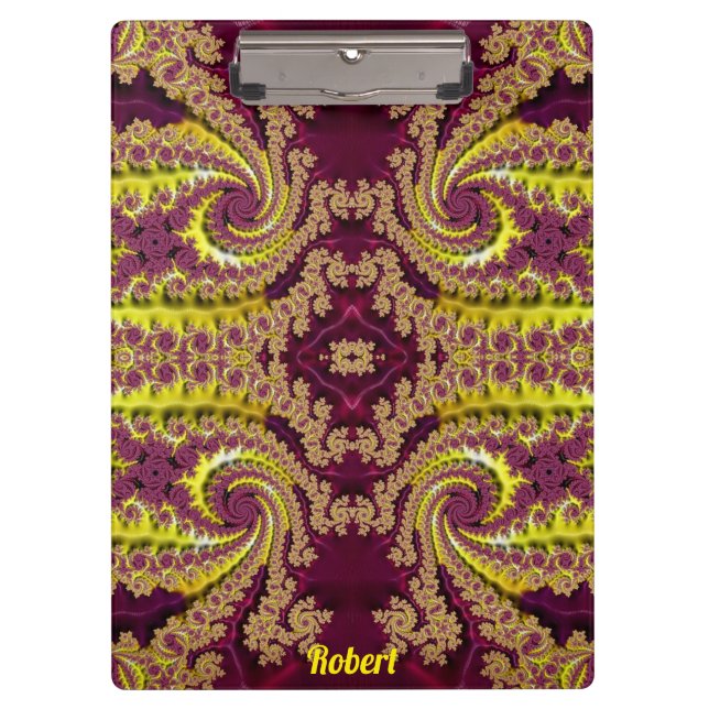 Porte-bloc ROBERT ~ Maroon et Jaune design original (Devant)