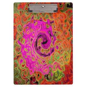 Porte-bloc Rose Chaude Abstraite Rétro Liquide Tourbillon