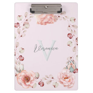 Porte-bloc Rose d'aquarelle Wreath personnalisée Rose