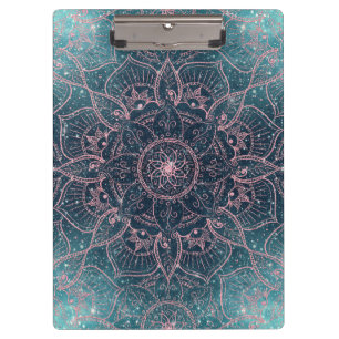 Porte-bloc Rose élégant Gold Mandala Blue Nebula Stars