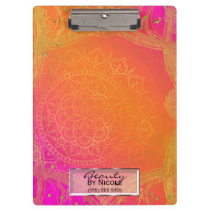 Porte-bloc Rose Fuchsia Orange & Or Mandala Glam Indien