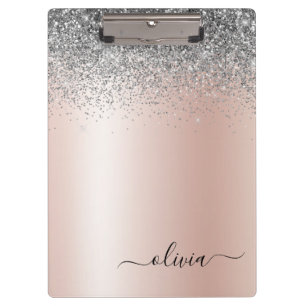 Porte-bloc Rose Gold - Blush Pink Silver Parties scintillant