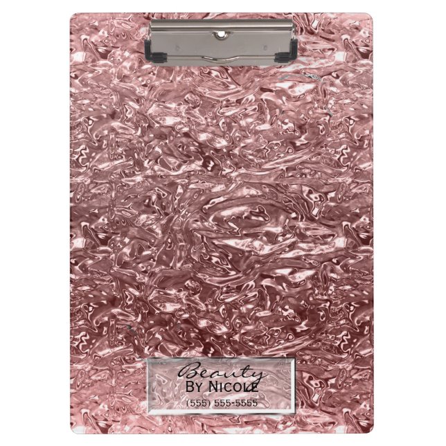 Porte-bloc Rose Gold Liquid Chrome Métallisé Chic Glam (Devant)