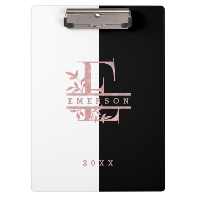 Porte-bloc Rose Gold Split Monogramme personnalisé E F G H I  (Devant)