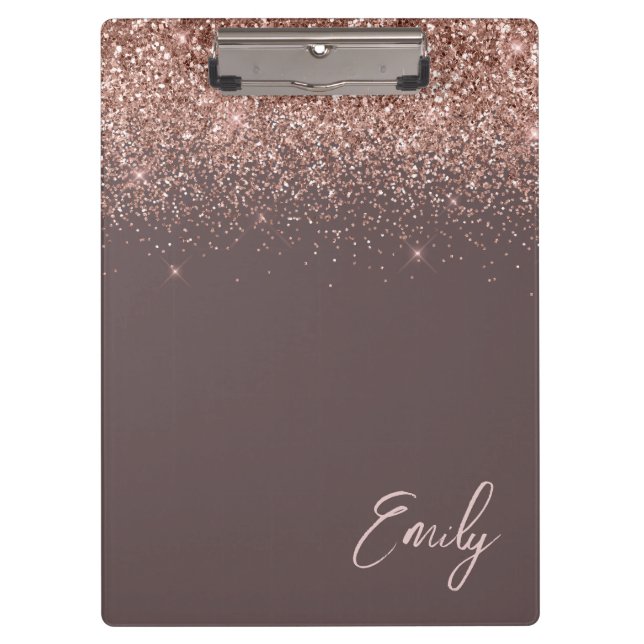 Porte-bloc Rose Gold Terracotta Blush Pink Glitter Monogram (Devant)
