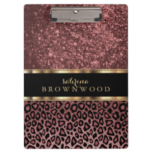 Porte-bloc Rose Leopard Skin Motif et Parties scintillant Ros