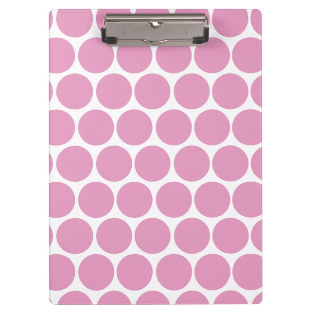 PORTE-BLOC ROSE MODERNE, POIS BLANCS (Devant)
