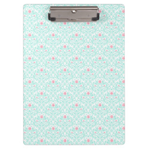 Porte-bloc Rose rose vintage feuilles turquoise fleur