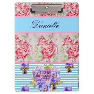 Porte-bloc Rose rouge Shabby Chic Aquarelle Rose bleu rose