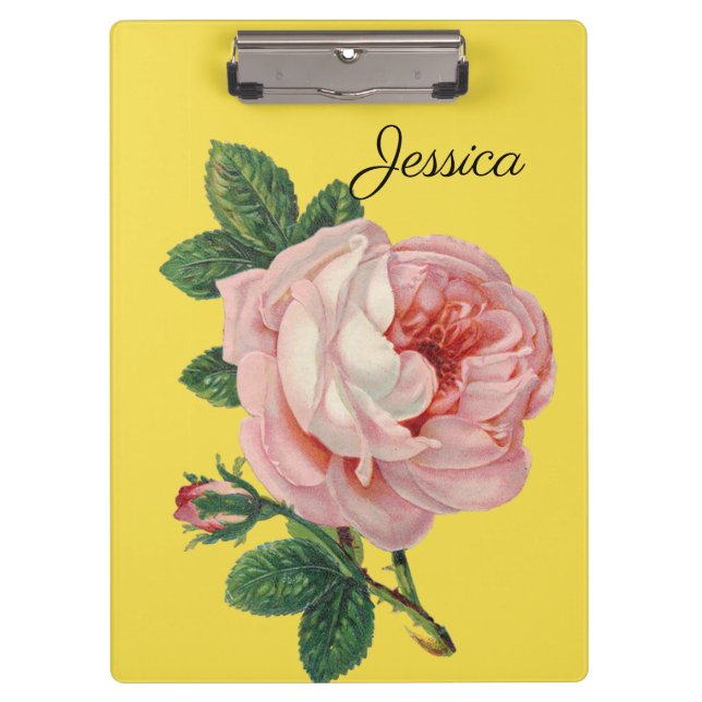 Porte-bloc Rose vintage avec votre nom (Devant)