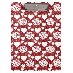 Porte-bloc Roses Blanches Fleurs Paillettes Rouges Amoureux F