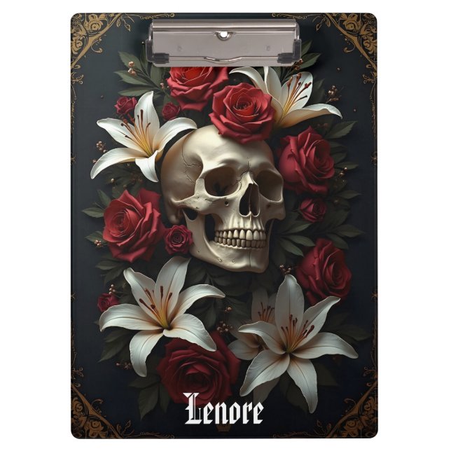 Porte-bloc Roses du crâne et lys (Devant)