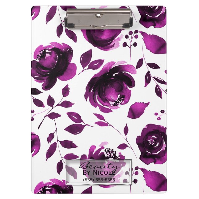 Porte-bloc Roses Violettes Botanique Glam Floral Personnalisé (Devant)