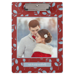 Porte-bloc Rouge avec Feuille bleu Photo et nom