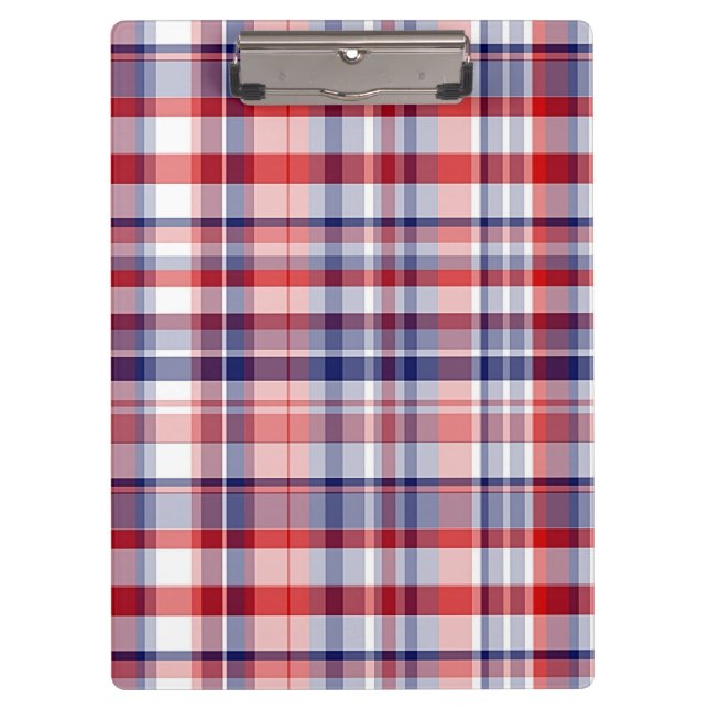 Porte-bloc Rouge, Blanc, Bleu Preppy Madras Plaid (Devant)