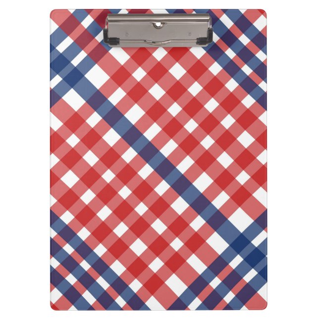 Porte-bloc Rouge blanc et bleu En vichy plaid (Devant)