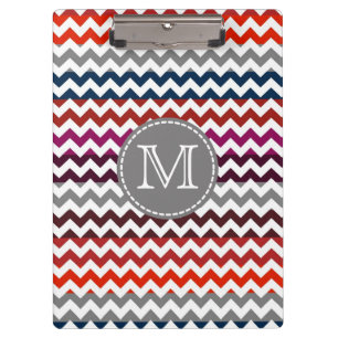 Porte-bloc Rouge blanc gris Chevron Zigzag Monogramme