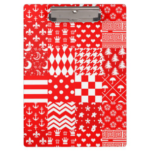 Porte-bloc Rouge blanc Mixte Motif Patchwork Design