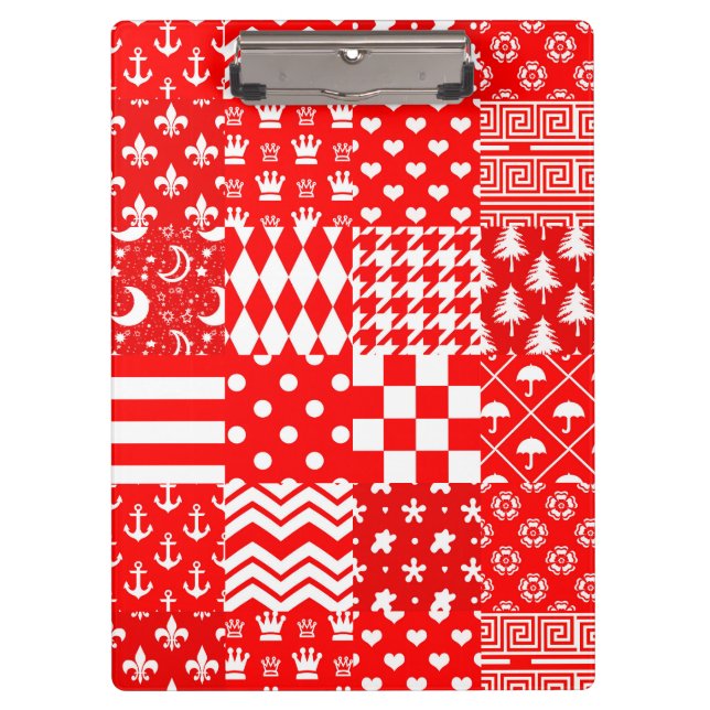 Porte-bloc Rouge blanc Mixte Motif Patchwork Design (Devant)