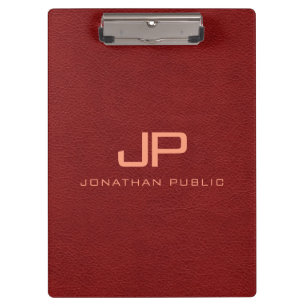 Porte-bloc Rouge Brown en cuir Nom du texte Monogramme