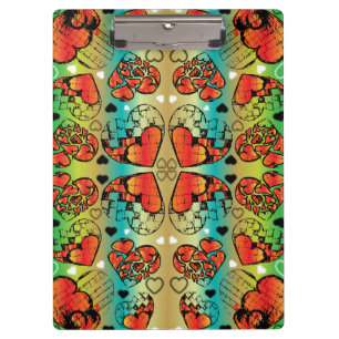 Porte-bloc Rouge et vert Whimsical Romantique Coeurs motif