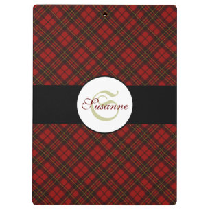 Porte-bloc Rouge tartan Noël plaid hiver motif Monogramme