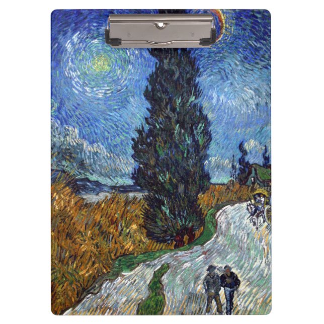 Porte-bloc Route avec cyprès de Van Gogh Impressionnisme (Devant)