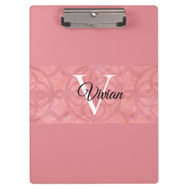 Porte-bloc Ruddy Pink Batik Nom Monogrammé (Devant)