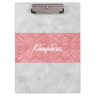 Porte-bloc Ruddy rose Batik gris Aquarelle Nom