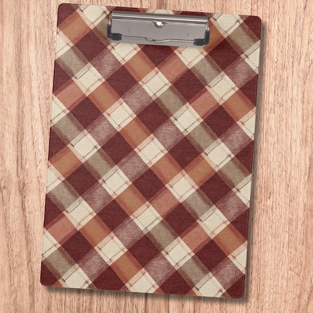Porte-bloc Rustic Cream Orange Rust Red Plaid Pattern (Créateur téléchargé)
